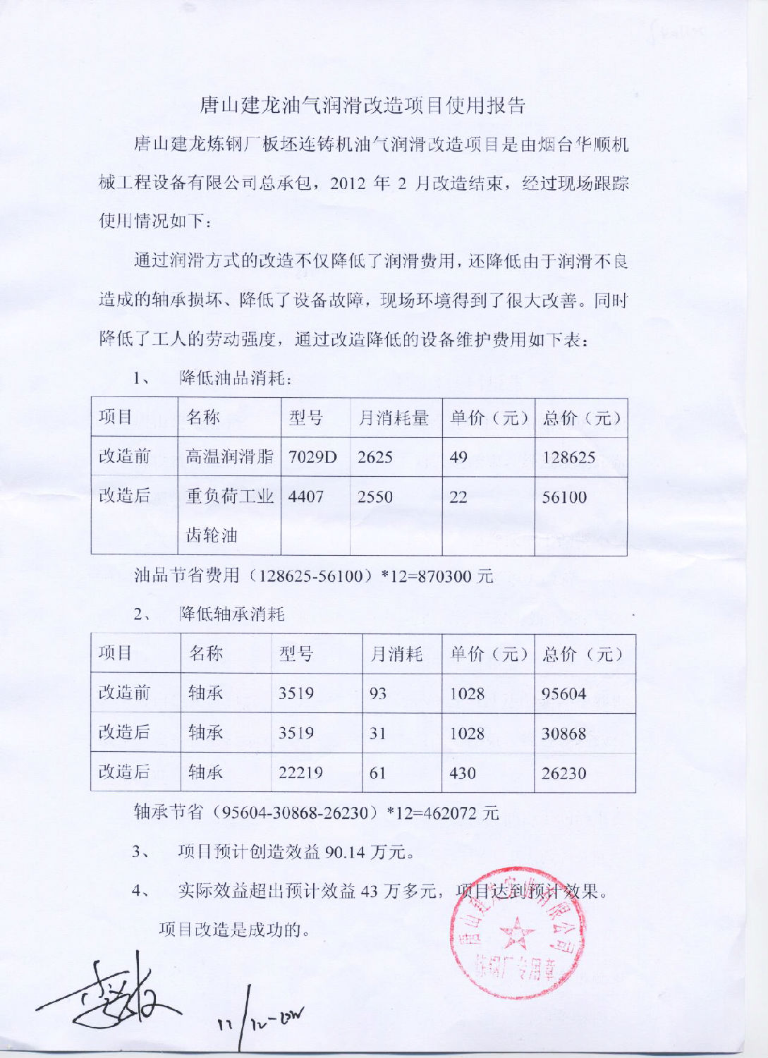 油氣潤(rùn)滑使用報(bào)告